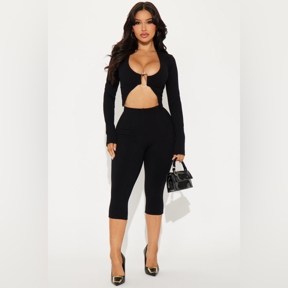 Fashion Nova Black Jumpsuit with Gold Accent